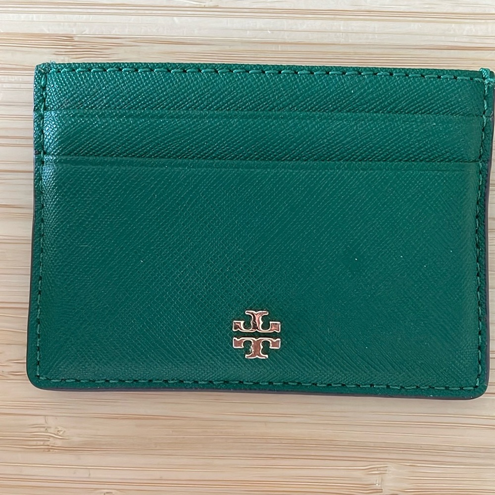 Green Tory Burch Card Holder- used sold as is